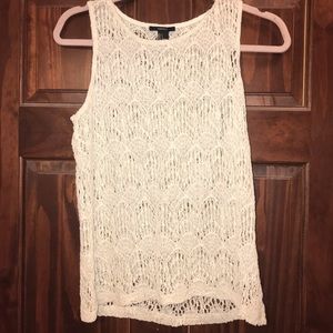 Cream see-through lace knitted tank.